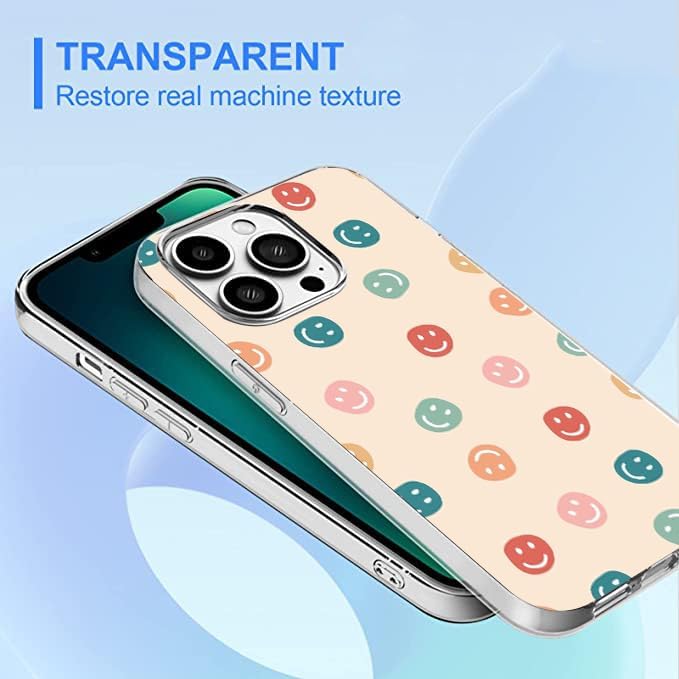 Funda compatible con iPhone 14 Pro Max, bonita y colorida cara sonriente retro, elegante, duradera, protección de cuerpo completo, funda de TPU de