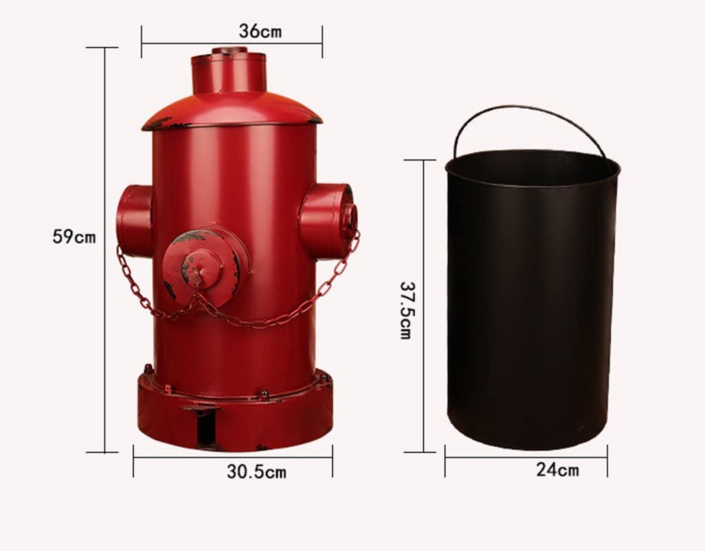 TISTIK Bote de basura Industrial Wind Trash Can Creative Iron Art Pedal Fire Hydrant Trash Can 36 * 59cm Individuality Vintage Garbage Can Paper