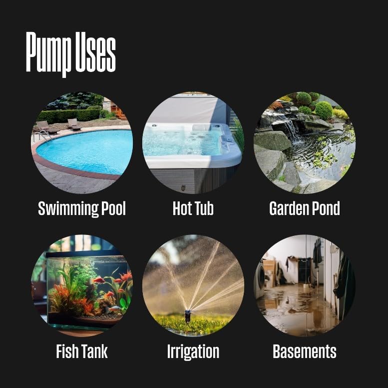 Westinghouse Bomba de agua sumergible de 14 HP Bomba de sumidero portátil eléctrica termoplástica 1500 GPH – Bomba de agua de transferencia para