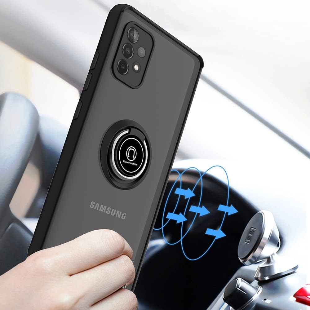 TJS Funda compatible con Samsung Galaxy A53 5G, con protector de pantalla de vidrio templado, anillo de metal, soporte magnético, resistente contra