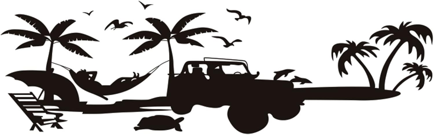 Zxiaochun Dashboard Decal Glove Box Beach Scenery Vinyl Sticker for Wrangler JL JLU Gladiator JT(Matte Black)
