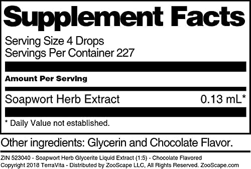 TerraVita Soapwort Hierba Glicerita Extracto Líquido (15) – Sabor Chocolate (1 oz, ZIN 523040)