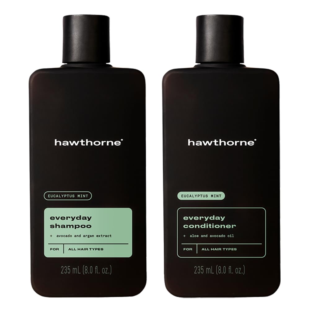 Hawthorne Juego de champú y acondicionador diario para hombre. Para un cabello más fuerte y saludable con aceite de aguacate puro y aceite de coco.