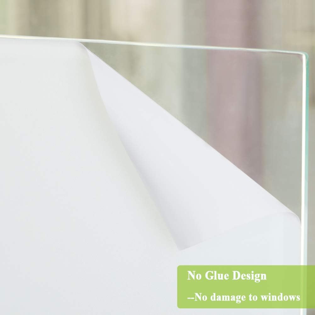 Película de privacidad blanca esmerilada para ventana, sin pegamento, película de vidrio manchado, tinte estático, control de calor, anti UV, para