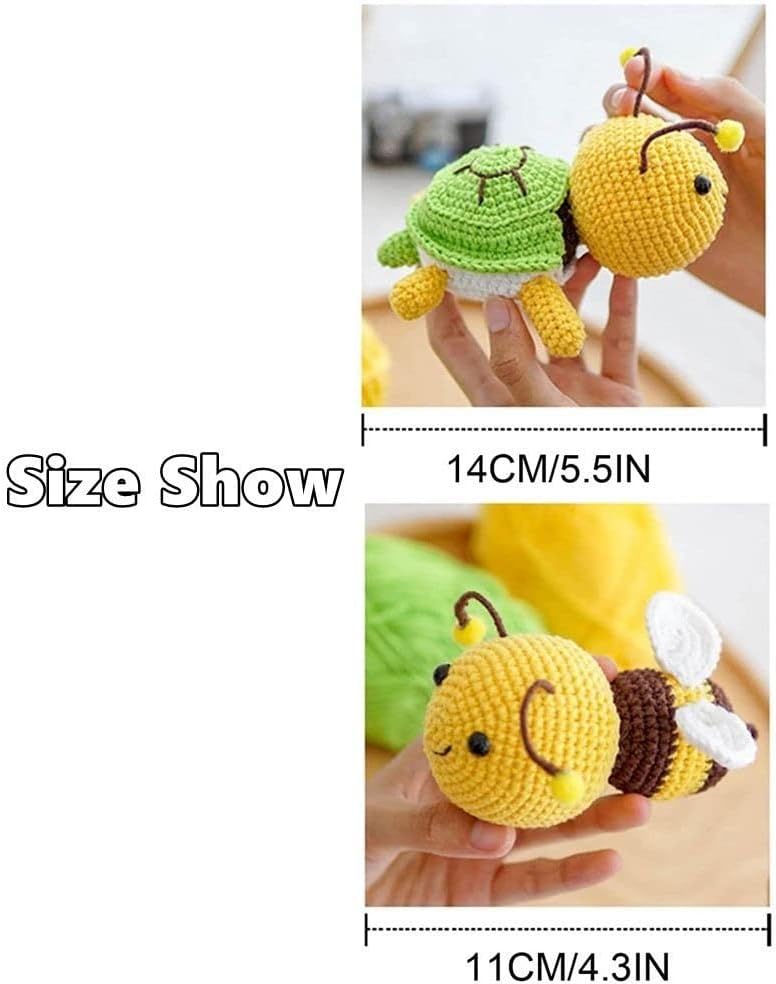 gofidin Turtle Bee – Kit de ganchillo para principiantes, kit completo de animales de ganchillo para principiantes, expertos, adultos y niños,