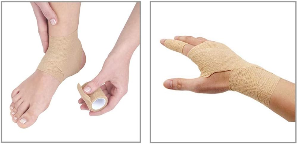 Paquete de 12 cintas autoadhesivas de 2 pulgadas x 5 yardas para primeros auxilios, deportes, muñeca, tobillo (colores de piel)