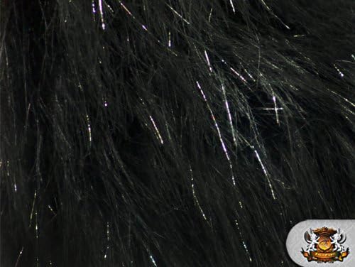 Tela negra de oropel brillante de pelo sintético de pelo largo, 58 pulgadas, se vende por yarda
