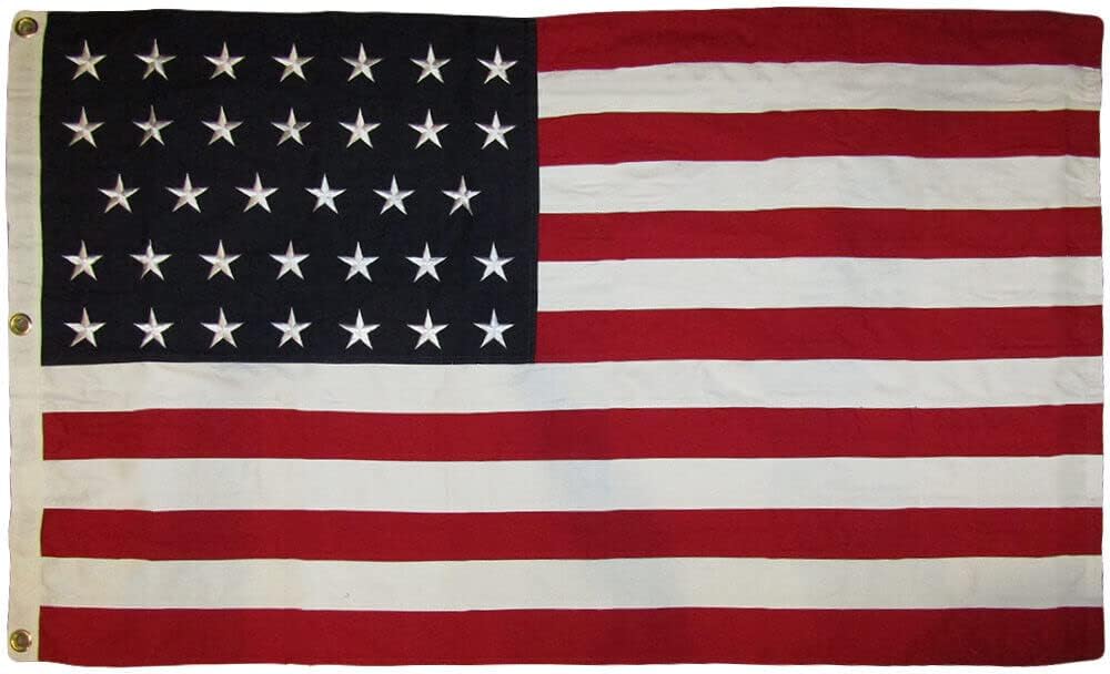 Premium 3×5 Embroidered Sewn 34 USA 100% Cotton Flag 3’x5′ Clips