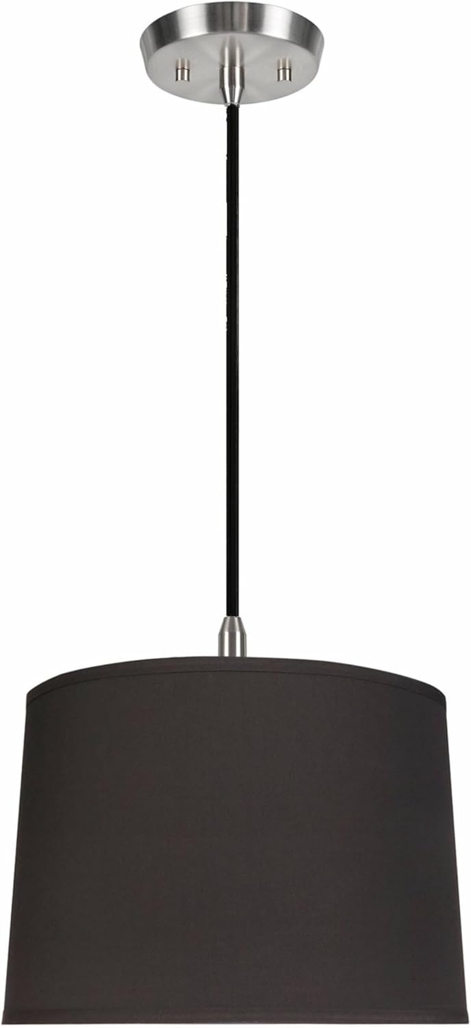 Aspen Creative, Negro, 72222-11 Lámpara colgante de techo con pantalla de tela imperio de tapa dura de transición, 12 pulgadas de ancho