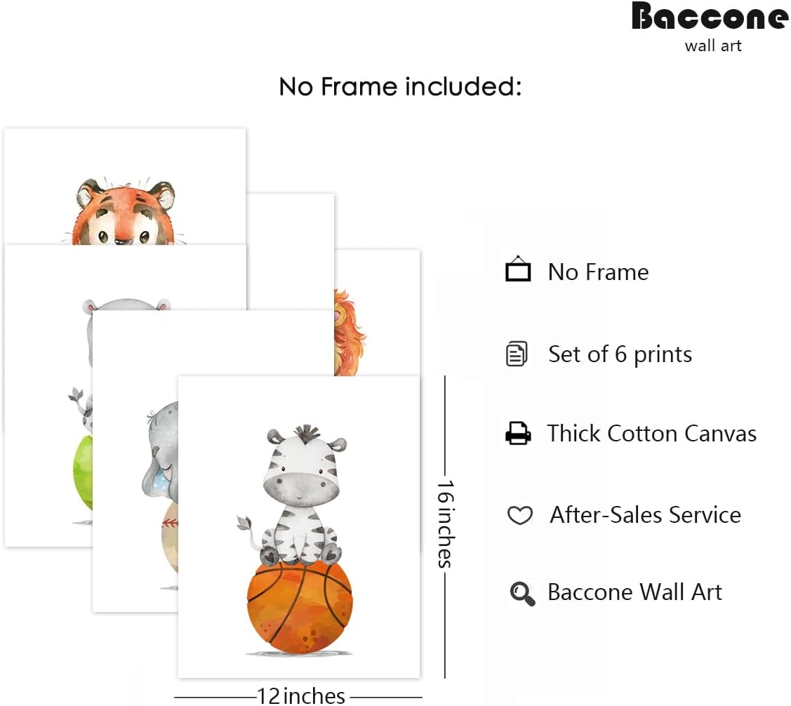 Juego de 6 impresiones artísticas para pared de bebé niño, decoración de guardería, animal, arte de pared para niños, lienzo para guardería, arte de