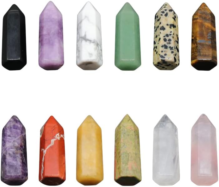 LE SKY 8 piezas de piedras decorativas naturales hexagonales con forma de varita curativa ágata de cristal curativo piedras energéticas para joyería