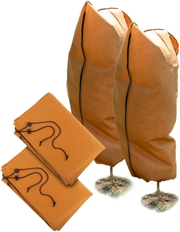 CHARGUY Cubiertas para plantas, protección contra congelación y heladas, mantas de invierno para plantas al aire libre con cordón y cremallera,