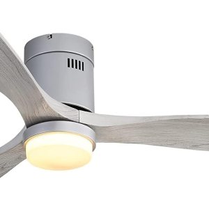 CACI Mall Ventilador de techo de 52 pulgadas con luces, control remoto, moderno, retro, de madera, montaje empotrado, ventilador de techo de perfil CACI Mall Ventilador de techo de 52 pulgadas con luces, control remoto, moderno, retro, de madera, montaje empotrado, ventilador de techo de perfil