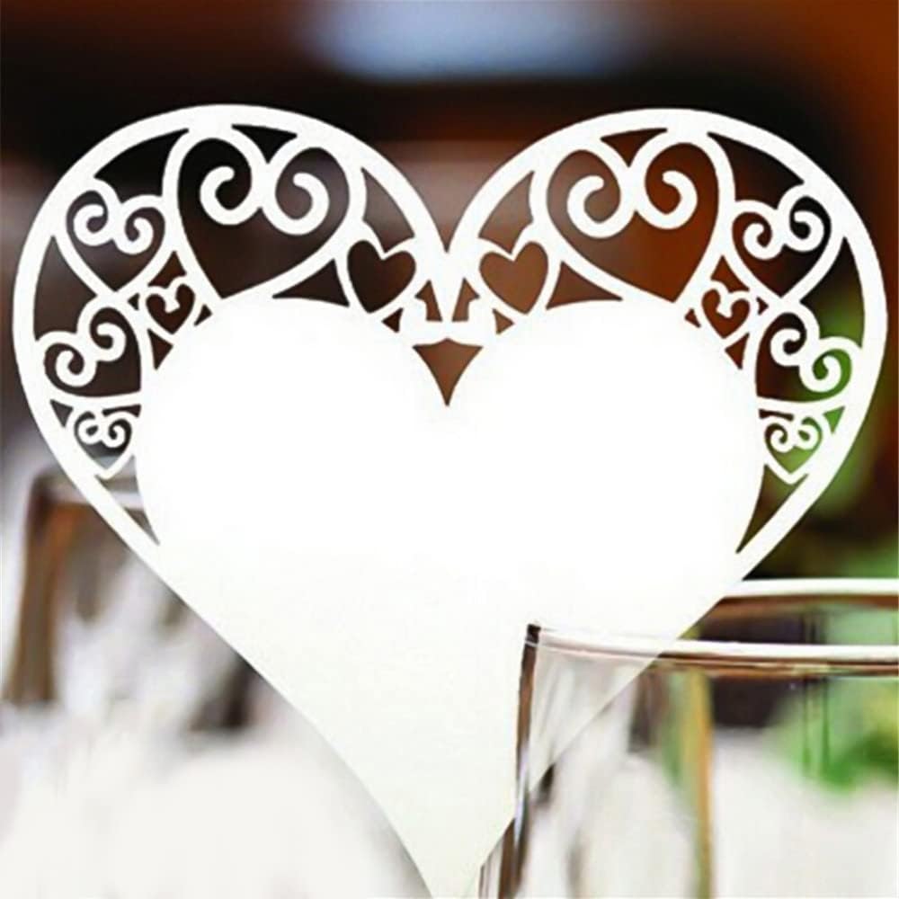 50 tarjetas postales para decoración de copa de vino, con número de mesa en forma de corazón, para bodas, recepciones, aniversarios, fiestas de