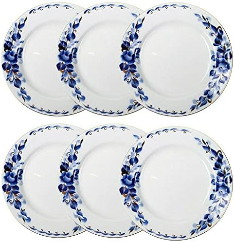 NJSV – Platos de porcelana de 9.4 pulgadas, juego de 6 platos de vajilla, juegos de platos y cuencos, juego de platos, platos llanos, juego de