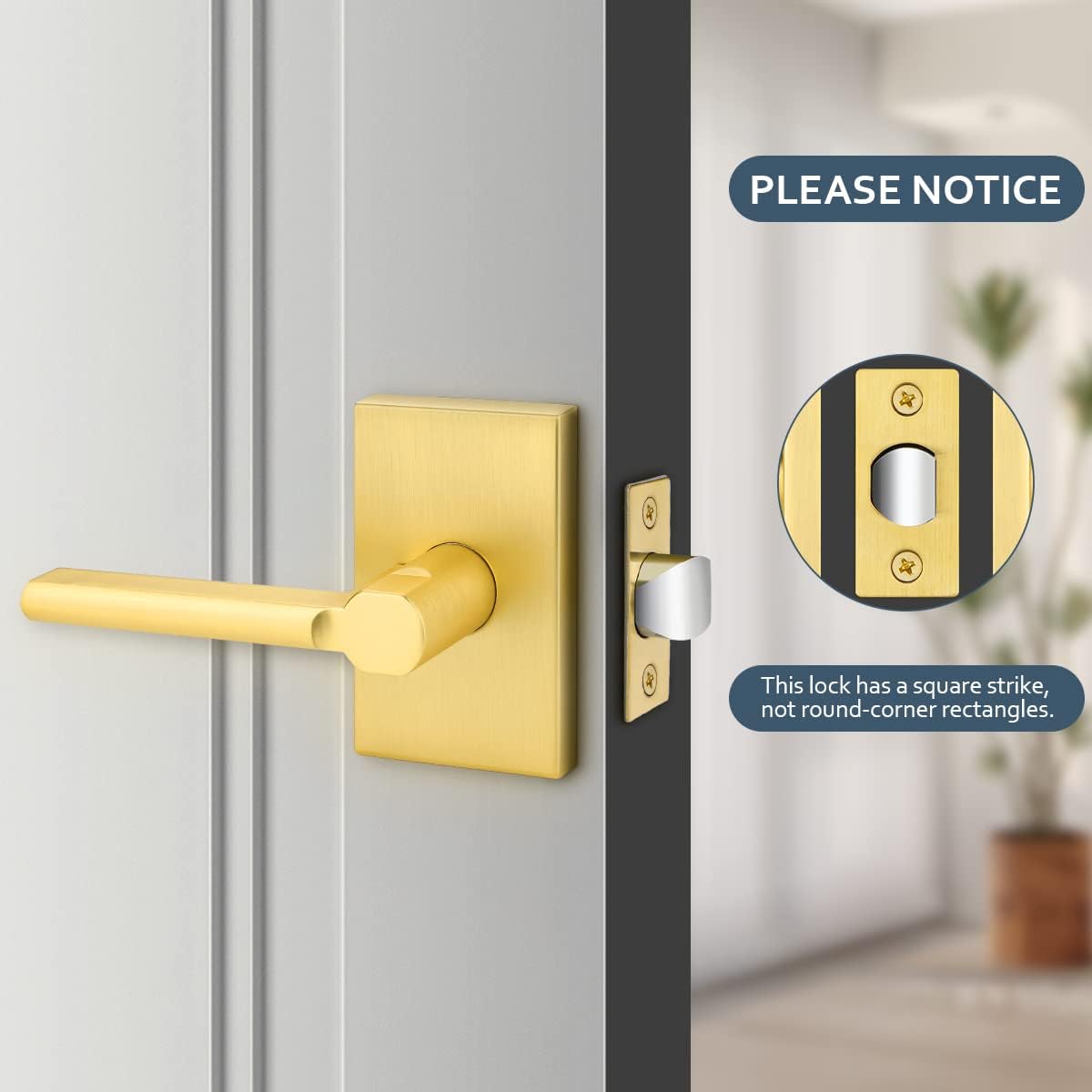 EHOMEWARE Paquete de 3 pomos de puerta de paso, manijas de puerta de latón satinado sin llave, manijas de puerta interior en acabado dorado, manijas