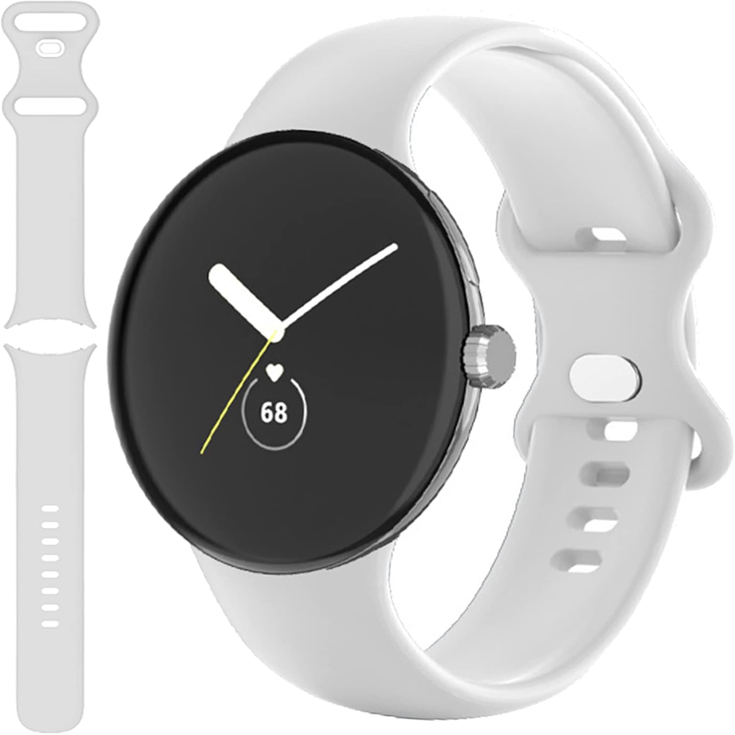 Miimall Correa de silicona compatible con Google Pixel Watch de 2 bandas, correa de reloj Google Pixel, correa flexible de ajuste rápido,