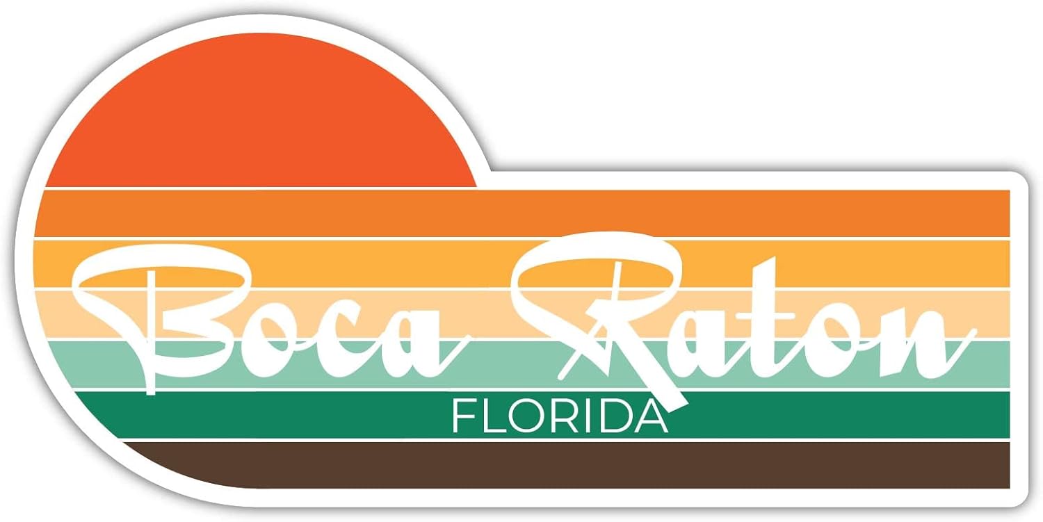 Boca Raton Florida – Imán para nevera (4 x 2.25 pulgadas), diseño estético retro vintage de los años 70