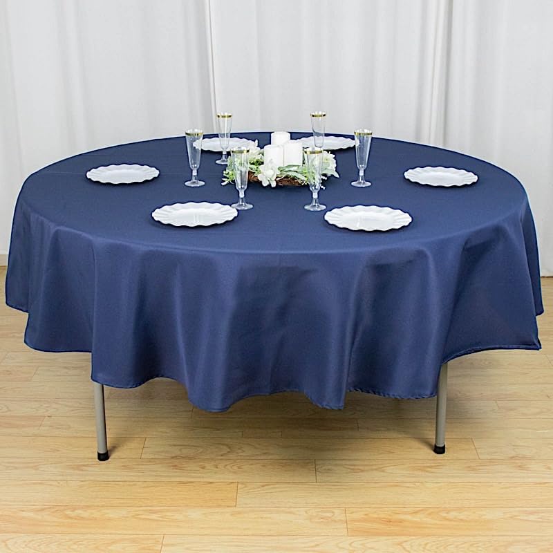 Mantel redondo de poliéster de 90 pulgadas, color azul marino, de alta calidad, para bodas, fiestas, banquetes, recepciones, eventos, cocina, comedor