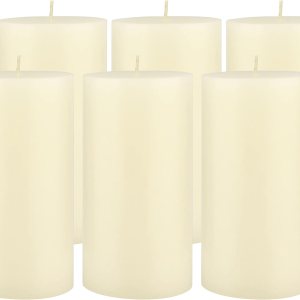 Stonebriar Velas altas de 3 x 6 pulgadas, 80 horas de duración, sin perfume, cera plana, marfil, paquete de 6 Stonebriar Velas altas de 3 x 6 pulgadas, 80 horas de duración, sin perfume, cera plana, marfil, paquete de 6