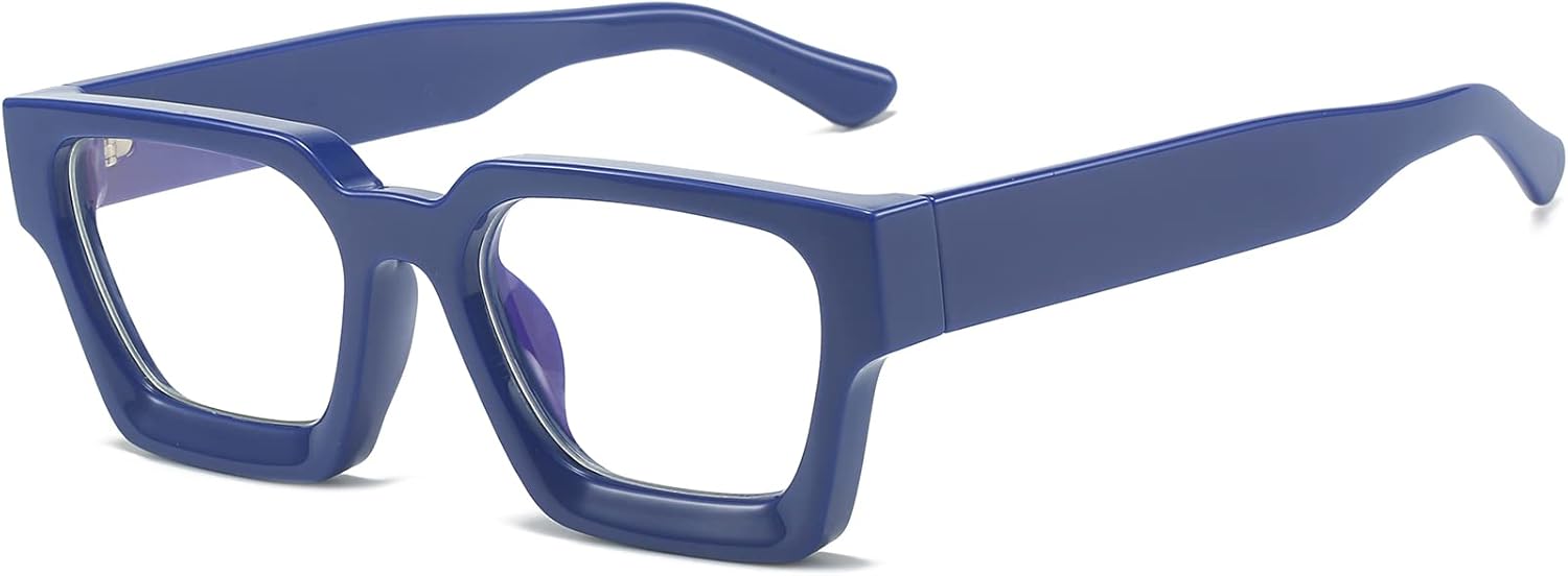 EYLRIM Gafas de luz azul con marco cuadrado grueso para mujeres y hombres, lentes de computadora sin receta