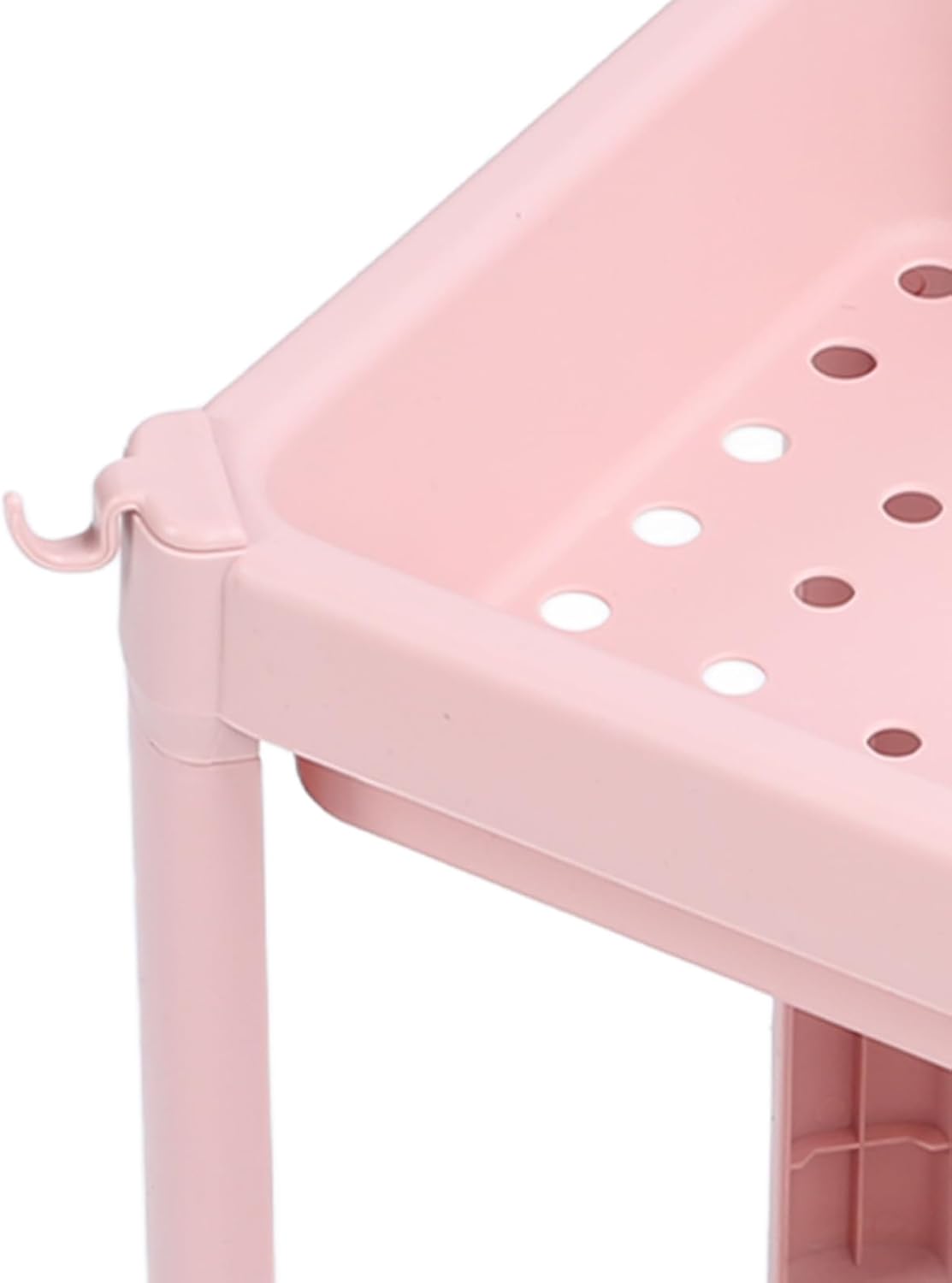 TUWEI Estantería de pie, estante multifuncional de varios niveles para dormitorio, color rosa resistente (3 capas (con ruedas))