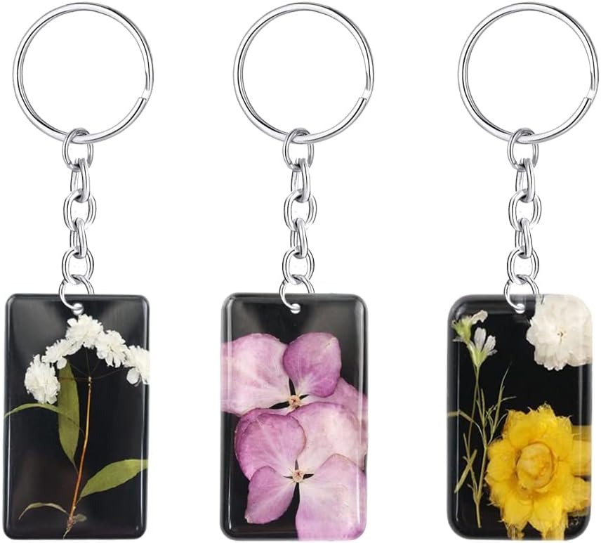 6 piezas de llavero rectangular de silicona para llavero de resina epoxi, molde rectangular de resina para manualidades, joyería colgante