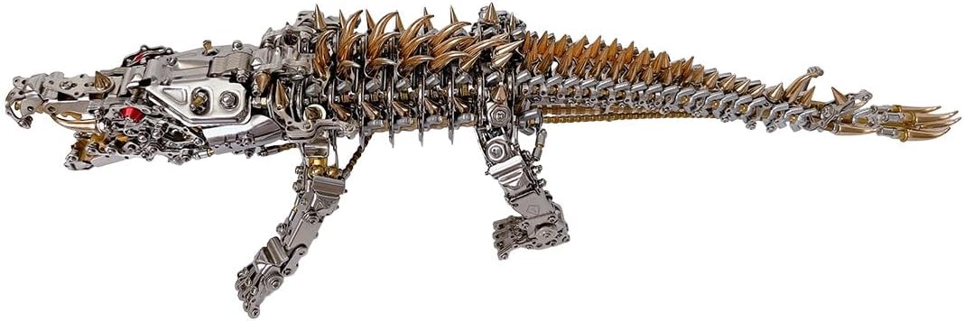 Foxcokie Rompecabezas de metal 3D para adultos, rompecabezas mecánicos de cocodrilo dormido, kits de modelos de metal 3D, adornos de regalo para