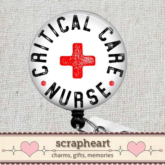 Critical Care Nurse Badge Reel, Retractable Badge ID Holder for Crit Care Nurses, CCN Badge Clip, Nursing Gifts, CCRN Badge, Critical Care Transport