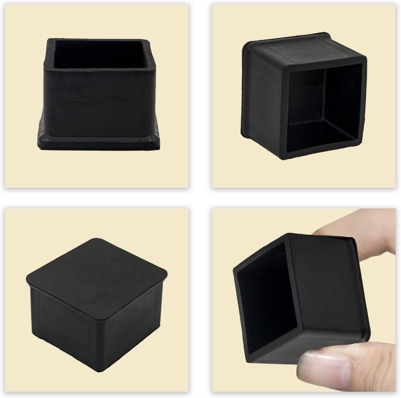 Flyshop Tapas cuadradas de goma antideslizantes para patas de silla, protectores de suelo para muebles, 1 pulgada x 1 pulgada, 0.984 x 0.984 in,