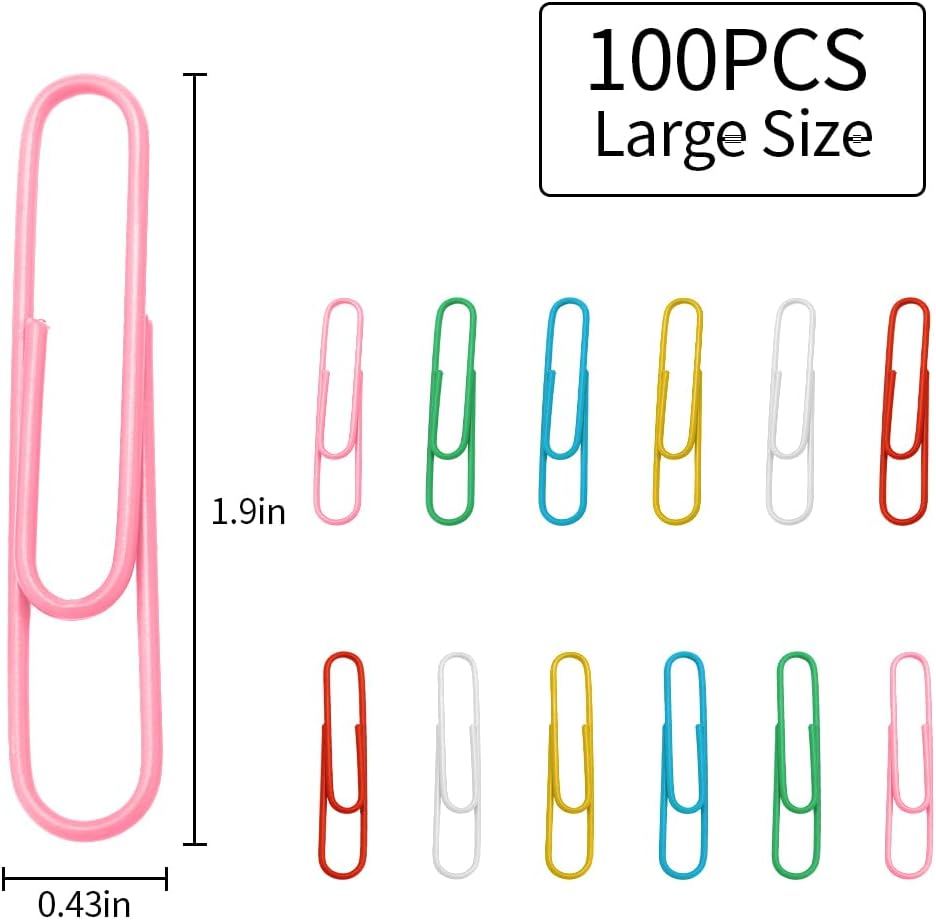 Clips de papel de 2 pulgadas, clips de papel, clips de papel grandes, clips de papel surtidos, clips de papel de colores, clips de papel de metal a