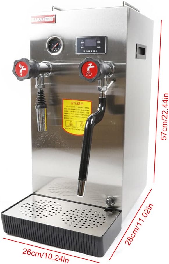 Espumador de leche multifuncional comercial, espumador automático de agua hirviendo a vapor de 8 l, espumador de vapor de acero inoxidable,