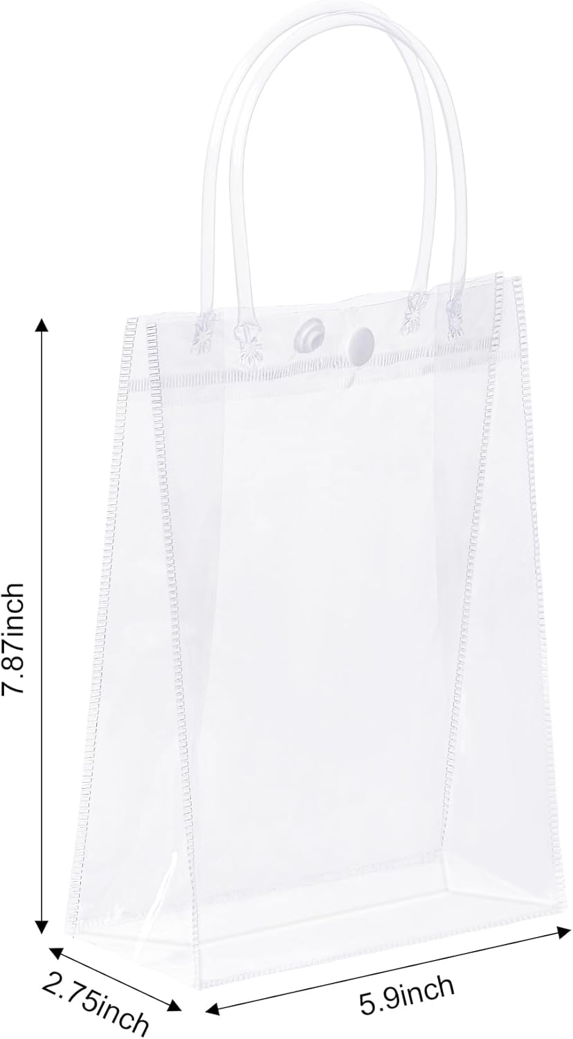 25 bolsas de regalo de PVC transparente con asas, pequeñas bolsas de plástico transparentes, bolsas de compras reutilizables para bolsas de dulces