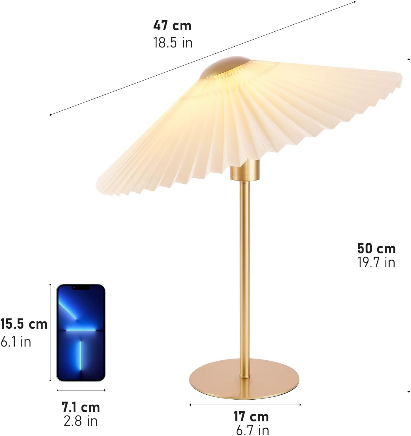 KUNJOULAM Lámpara de mesa plisada pequeña, lámpara de mesita de noche con pantalla beige, mini lámpara Morden para dormitorio, sala de estar,