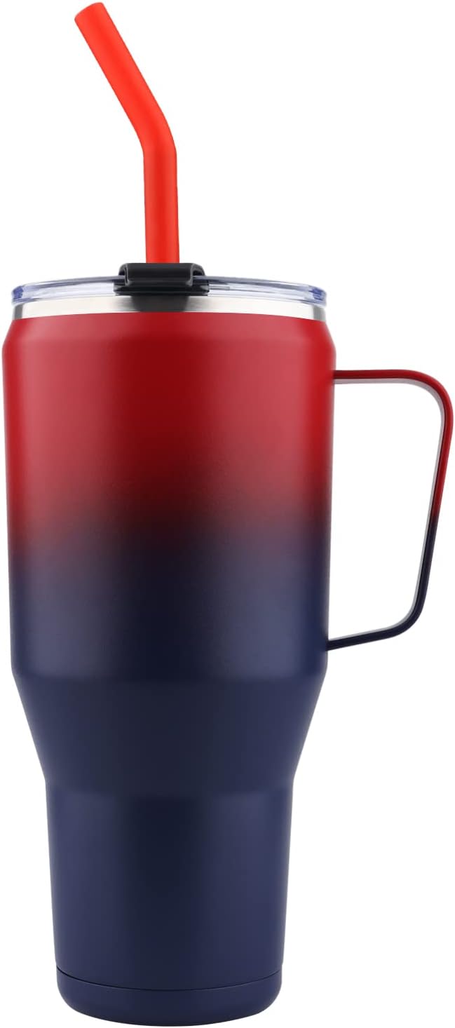 Deitybless Vaso de 40 onzas con asa, doble pared sellada al vacío de acero inoxidable aislado al vacío, taza de viaje al vacío, regalo para bebidas