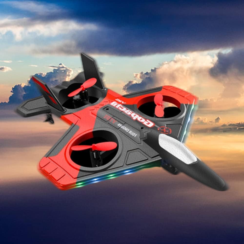 V25 Jet Fighter Stunt – Avión RC con control remoto de giro de 360 y luz, 4D RC 2.4Ghz Foam RC Aviones RC Helicóptero Quadcopter, avión planeador