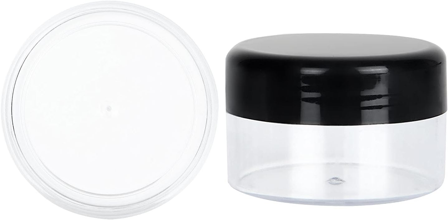 ZIQI 100 recipientes vacíos de muestra, tarros transparentes de 0.71 onzas con tapas, tarros de maquillaje de plástico para cosméticos, crema,