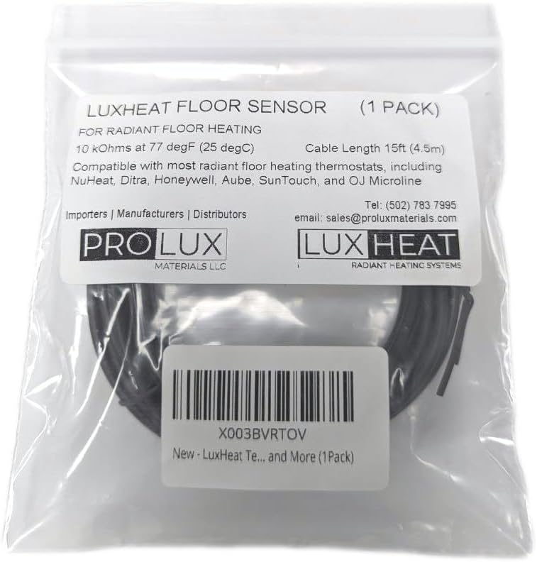 Sensor de temperatura de suelo para calefacción radiante bajo piso. Sonda NTC 10kohm 15ft, adecuada para la mayoría de instalaciones de calefacción.