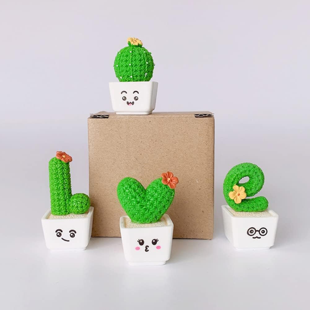 ihreesy Cabezal tembloroso de primavera, 4 piezas de decoración de automóvil de cactus, cabeza agitadora de primavera, creativa, decoración de