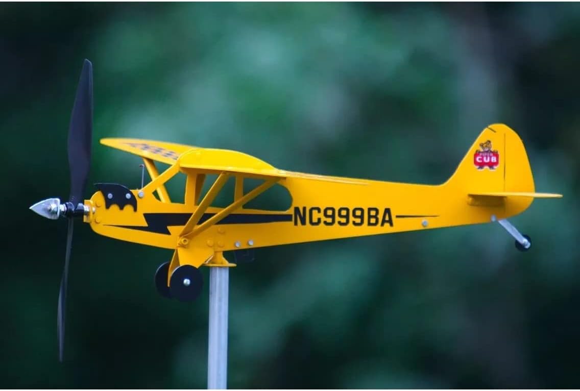 Veta de avión Piper J3 Cub 2023, regalos para los amantes del vuelo, decoración de veletas de avión, molino de viento hecho a mano, fácil de