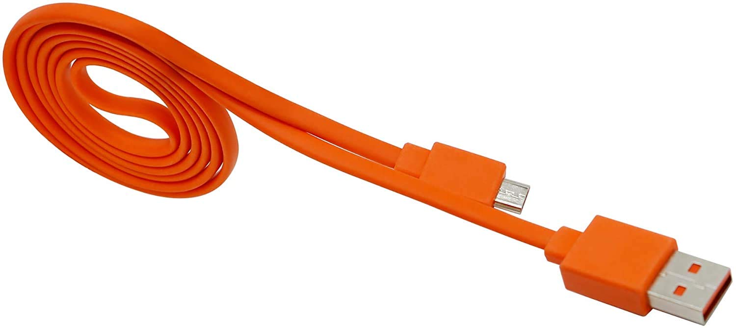 Cable de carga USB de alimentación rápida para JBL Altavoz Bluetooth inalámbrico Auriculares Auriculares MicroUSB, 3.3 pies y naranja