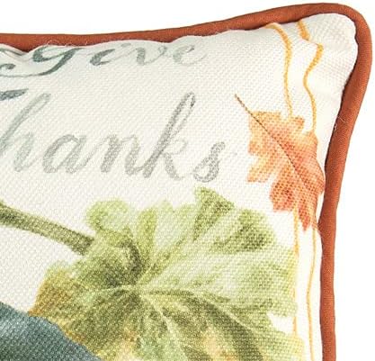 C&F Home 8 x 8 pulgadas, decoración pequeña de calabaza con texto en inglés “Give Thing”, almohada estampada pequeña para sofá o cama, 8 x 8