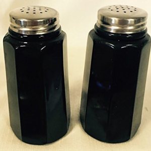 Juego de salero y pimentero – Patrón de paneles – Vidrio Mosser – Hecho en Estados Unidos (negro) Juego de salero y pimentero – Patrón de paneles – Vidrio Mosser – Hecho en Estados Unidos (negro)