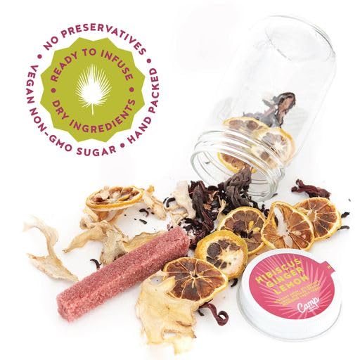 Camp Craft – Mezcla de cóctel – Limonada de hibisco  Kit de infusión de mezcla de bebidas premium con frutas deshidratadas, hierbas y azúcar vegano