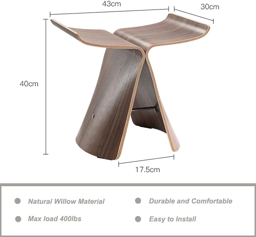 Taburete de sauce de 17 pulgadas, taburete de pie sólido estacionario con formas irregulares, sofá pequeño de madera resistente con acabado natural,
