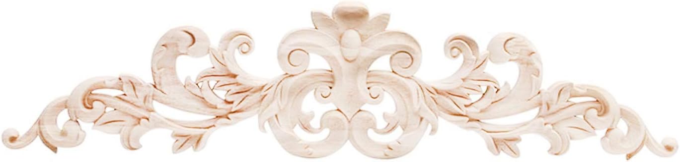 Apliques de madera tallada larga sin pintar, apliques de madera y onlays para muebles (05, 40x8cm15.75×3.15inch)