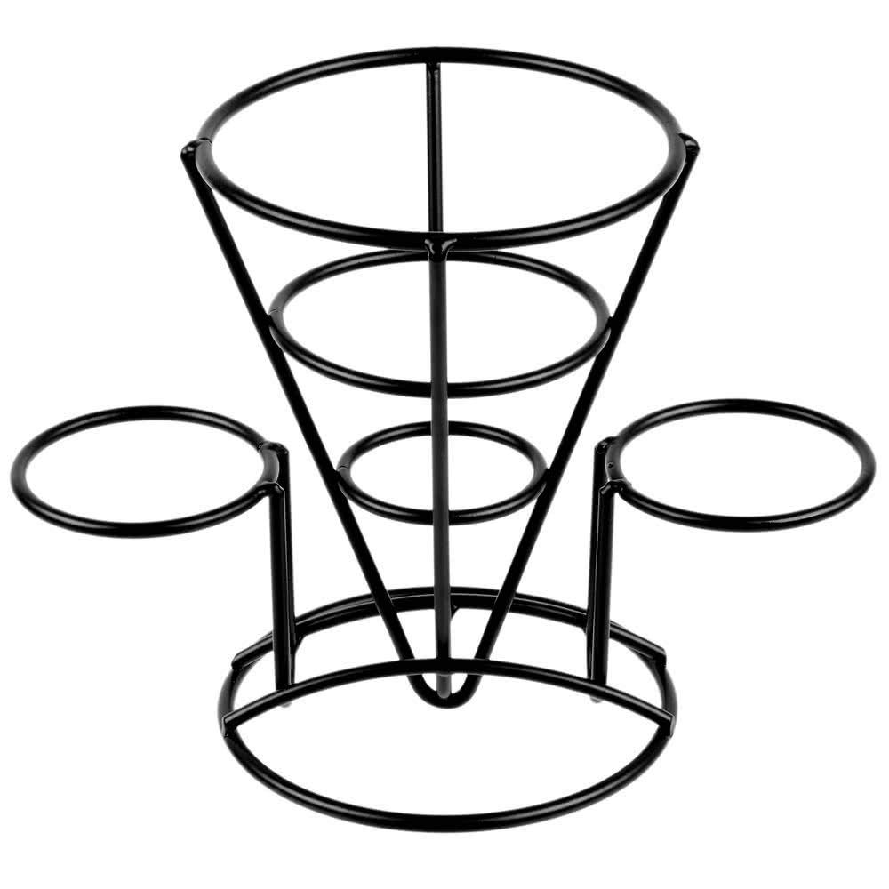 G.E.T. Enterprises – Soporte de metal negro para papas fritas con dos soportes para tazas de salsa, colección de utensilios especiales con