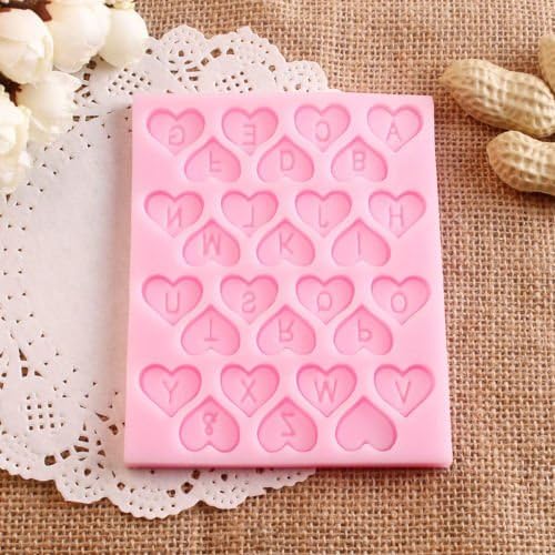 Molde de silicona con formas de letras del alfabeto en forma de corazón (día de San Valentín) – Alfombrillas y moldes de silicona personalizados de