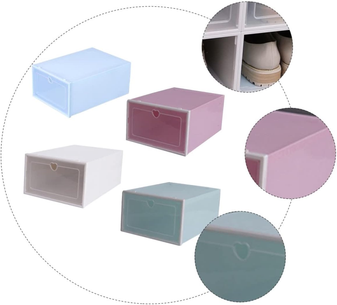 Zerodeko 12 unidades de almacenamiento abatible, caja de zapatos apilable, almacenamiento de zapatos, cajón de zapatos, organizador de plástico