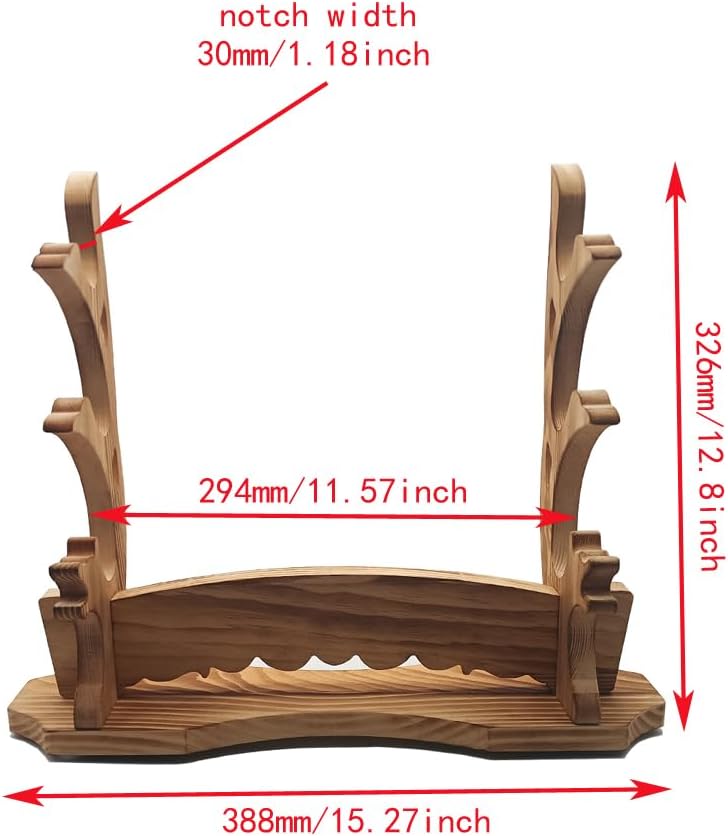 Soporte para espada, soporte de pared Katana de madera, Katana Wakizashi Genji hoja samurái japonesa Gladius (madera maciza, 3 capas)